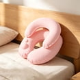 thumbnail image 4 of Double Layer Inflatable Travel Neck Pillow, Portable, Foldable Press-Inflating U-Shaped Air Pillow With Milk Velvet Cover, for Airplane Car Office, 4 of 5