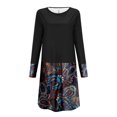 thumbnail image 4 of Vestido de pachwork estampado suelto con cuello redondo de manga larga informal para mujer a la moda Pompotops  hdfakjf1401, 4 of 5