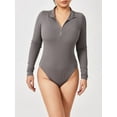 thumbnail image 4 of Scacto Womens Long Sleeve Bodysuit Shirts Turtle Neck Zip Up Ribbed Tight Jumpsuit Tops Fall Outfits Clothes, 4 of 5