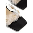 thumbnail image 3 of LuxeModa Secret Black Diamond Butterfly Square Peep Toe Heel Clear Pump Mules (Preto, 10), 3 of 6