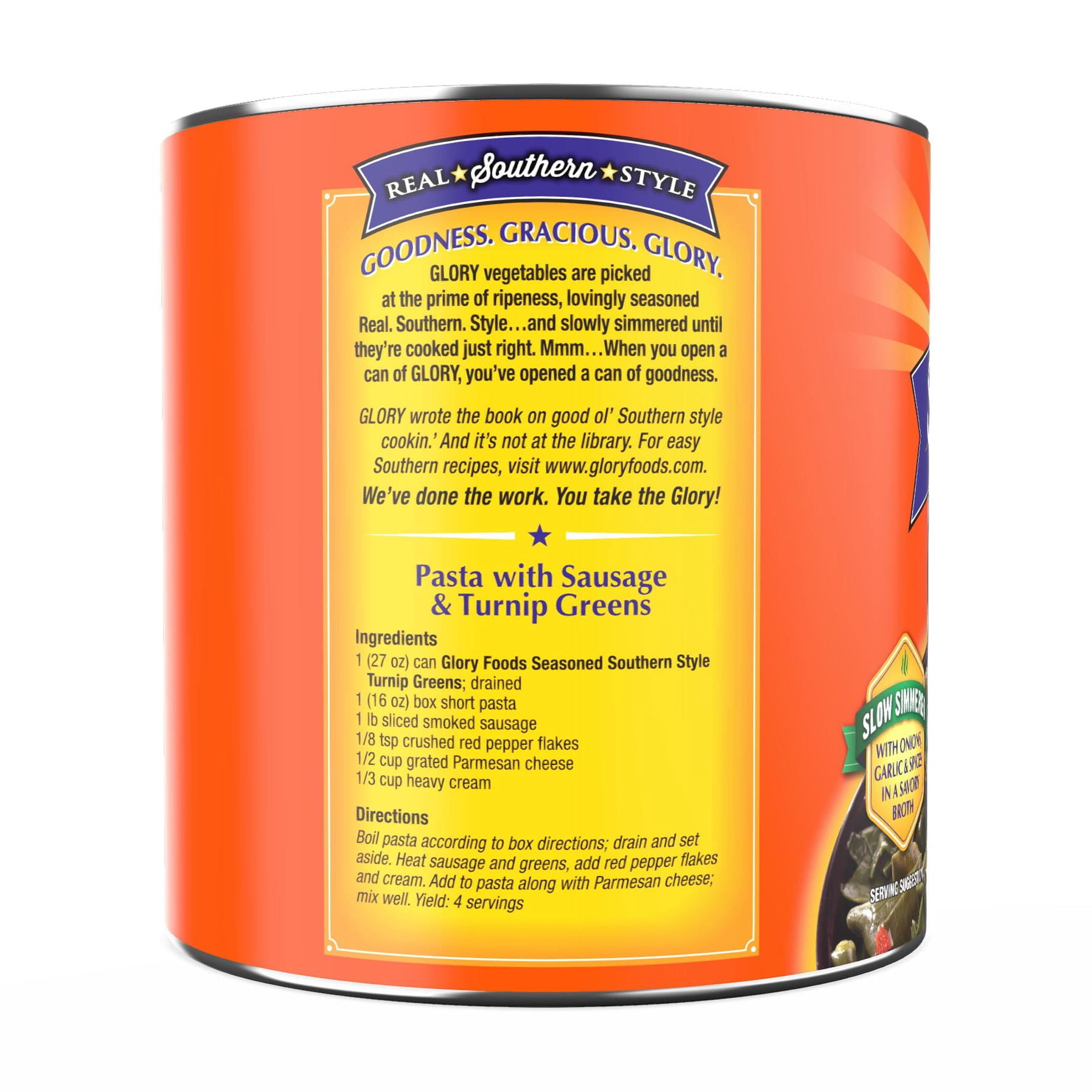 (5 pack) Glory Foods Canned Seasoned Turnip Greens, 27 oz Can