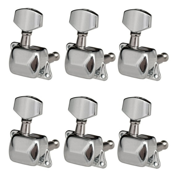 6 Pieces Guitar String Tuning Pegs Semi-closed Tuning Machine Machine Heads Tuners for Electric Guitar Acoustic Guitar(6 Right, Silver)