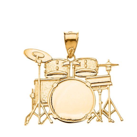 Solid Gold Rock Band Drum Set (10K Yellow Gold, Pendant)