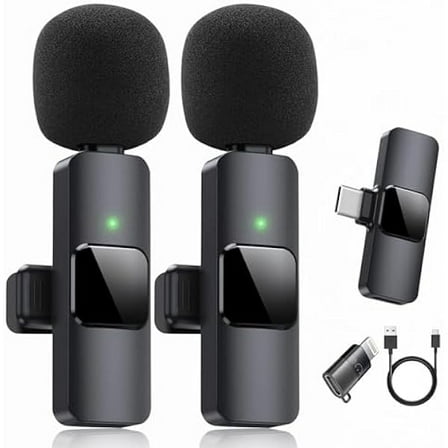 Dual Wireless Lavalier Microphone Kit - Professional Audio Solution for iPhone, iPad, Android - Perfect for Video Conferencing, Recording, Live Streaming