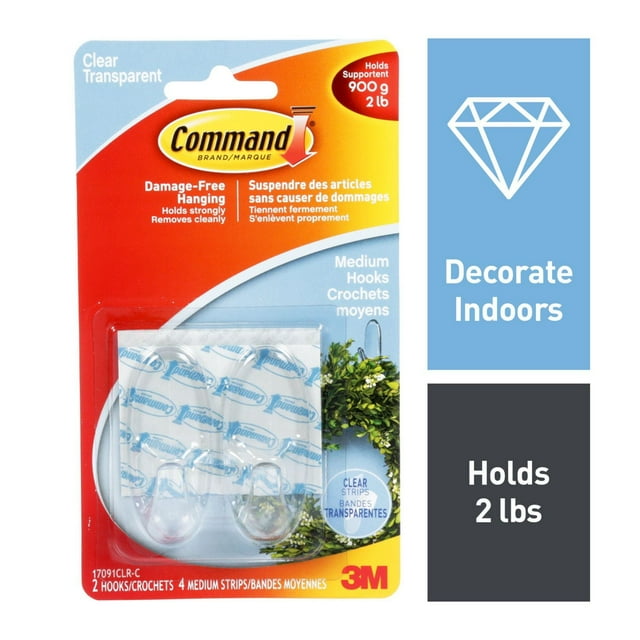 Command™ Medium Clear Hooks, 17091CLR-C