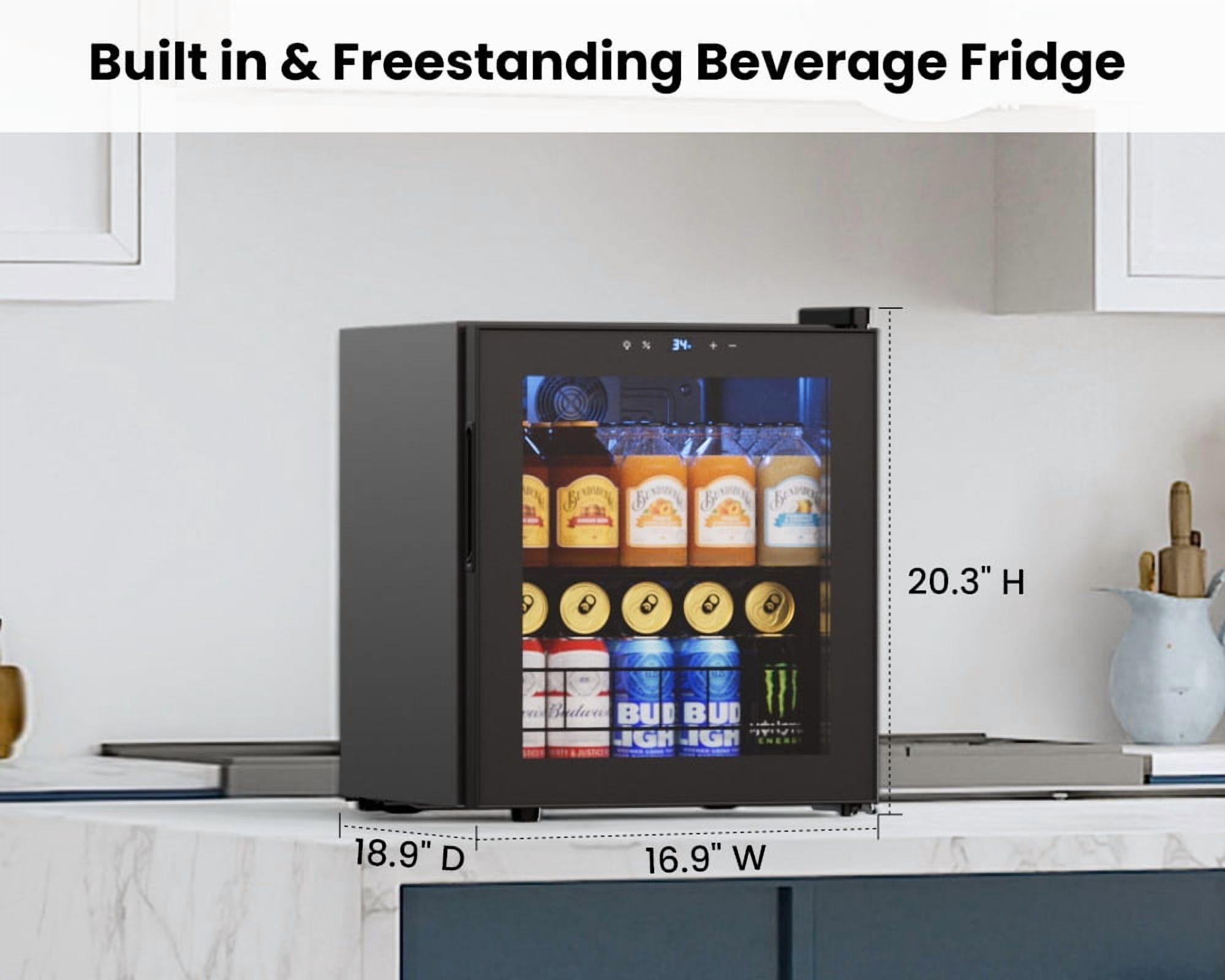 Yeego Beverage Refrigerator, 130 Can Mini Fridge With Glass Door for Home/Dorm/Office, 2 Pack