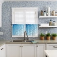 thumbnail image 6 of Half Window Curtain 36 Inches Long, Blue Aqua Ombre Window Treatment Curtain Drapes, Modern Geometric Abstract Aesthetic Cream Small Tier Curtains for Bathroom Over Sink, 27.5"x36", 2 Panels, 6 of 7