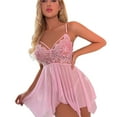 thumbnail image 2 of Sexy Lingerie, PUTUO Lingerie for Women, Lace Sling Chemise Naughty See Through Lingerie Set, Pink, 2 of 7