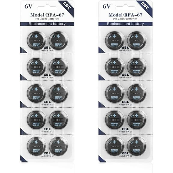 EBL RFA-67 6 Volt Ret Collar Replacement Batteries for PIF-300 RF300 PIF-275-19 PRF-3004W PUL-250 (20 Pack)
