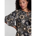thumbnail image 4 of Terra & Sky Women's Plus Tie Front Mini Swing Dress with Short Puff Sleeves, Sizes 0X-4X, 4 of 5