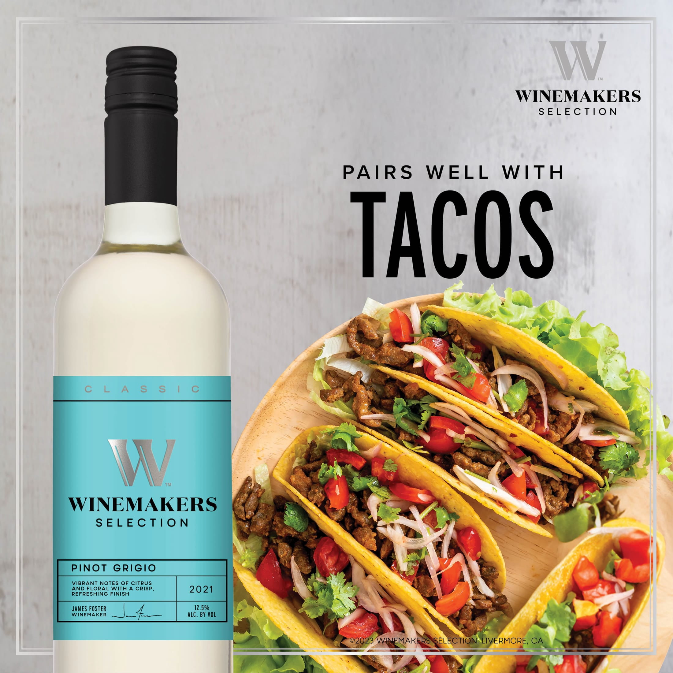 Winemakers Selection Pinot Grigio, White Wine, 750ml