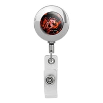 A Nightmare on Elm Street Freddy's Fire Retractable Reel Premium Metal Chrome Badge ID Card Holder Clip