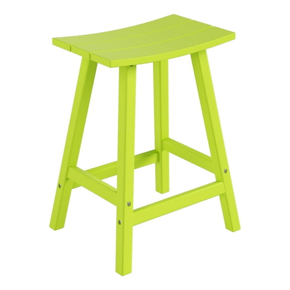 Costaelm Paradise 24" Poly Plastic Outdoor Patio Counter Stool, Lime