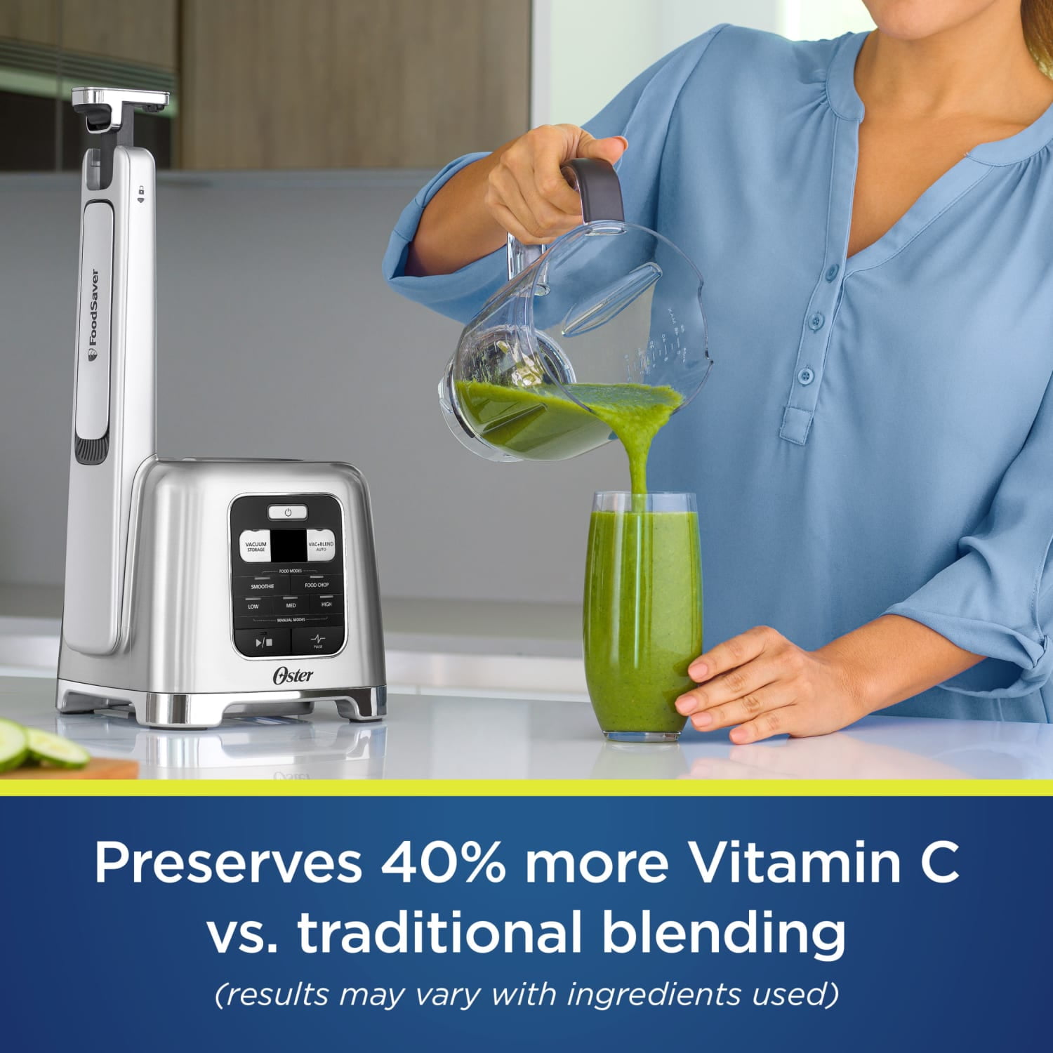 Oster Performance Blender with FoodSaver Vacuum Sealing System, Brushed Nickel
