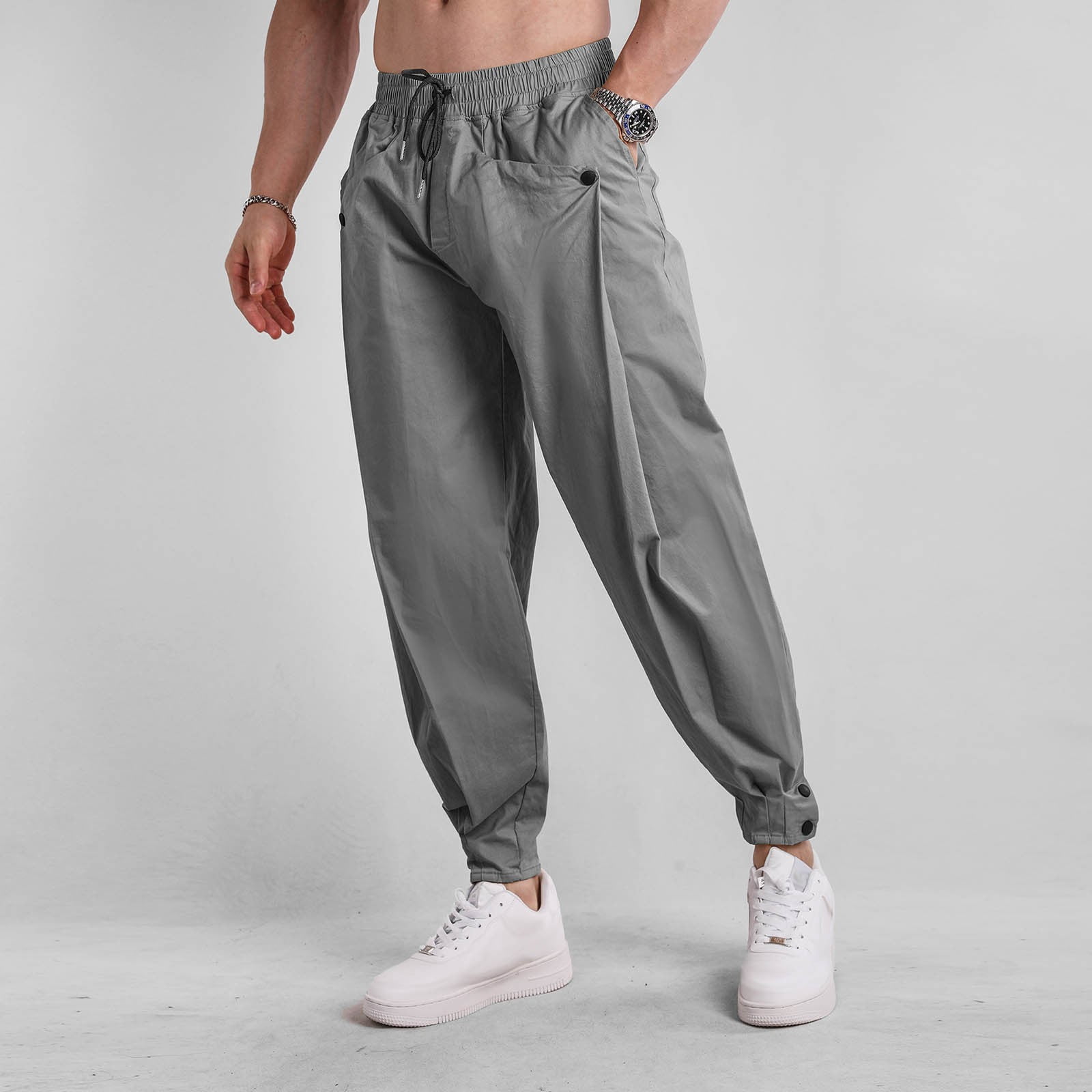 JHLZHS Red Softball Pants Male Solid Color Long Trousers Tether