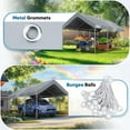 thumbnail image 6 of Quictent Carport Replacement Tarp Canopy Top Cover with Edge with Bungees Balls, for 10x20 ft Garage Party Tent Shelter - Gray, One Roof Only, 6 of 8