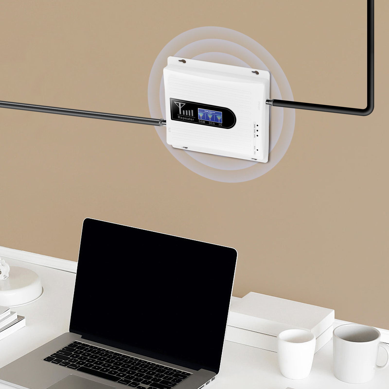 Aluminum Alloy Cell Phone Signal Booster, GSM 3G 4G LTE Amplifier Kit, 900/1800/2100MHz