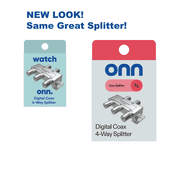 onn. 4 Way Digital Coax Cable Splitter with Gold Plated Connectors, Silver