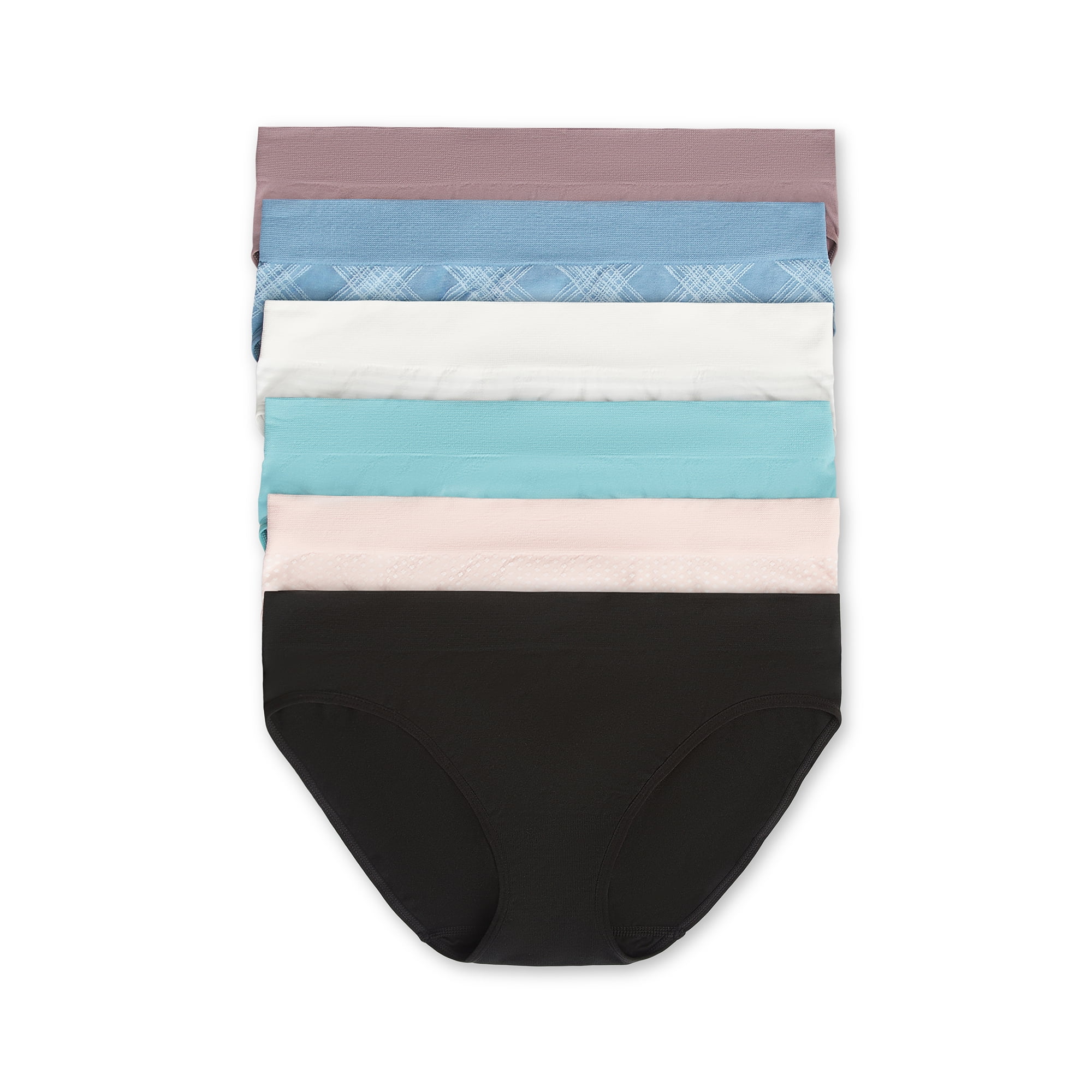 Joyspun Women's Seamless Bikini Panties, 6-Pack, Sizes XS-XXXL