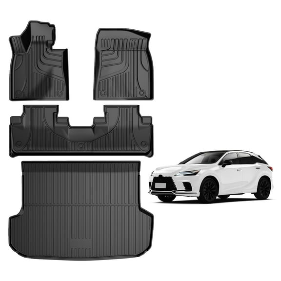 DIKSOAKR Full Set Floor Mats & Cargo Mat For Lexus RX/RX350/RX450h 2016-2022 Custom Fit All Weather TPE Floor Liners for RX 1st & 2nd Row & Trunk Mat Car Accessories