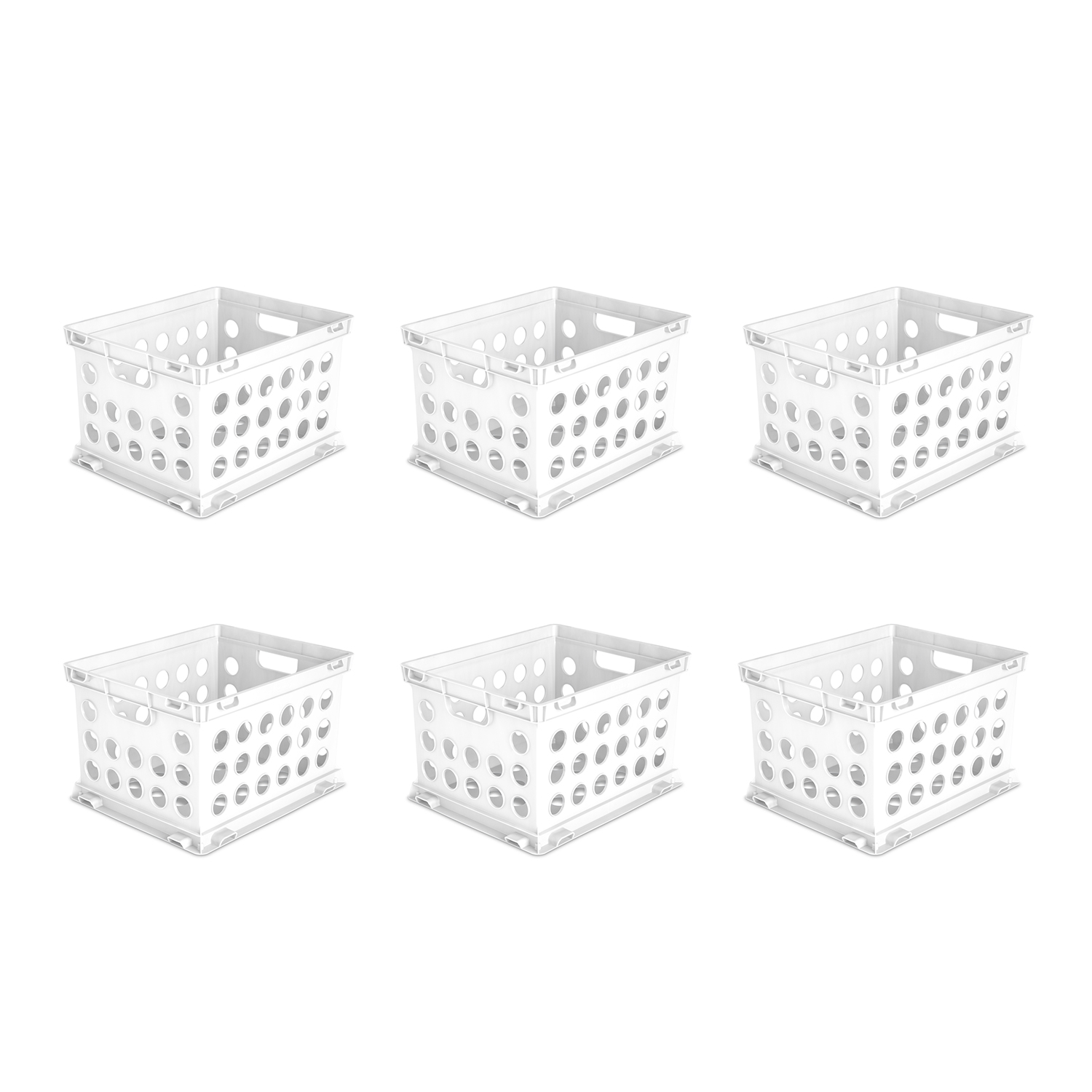 Sterilite Stackable File Storage Crates w/ Built In Handles, White, (6