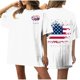 thumbnail image 1 of Camiseta de Cuello Redondo Impresa Delantera Y Trasera Del Día de la Independencia de las Mujeres, Tops Cortos Casuales para las Mujeres, 1 of 5