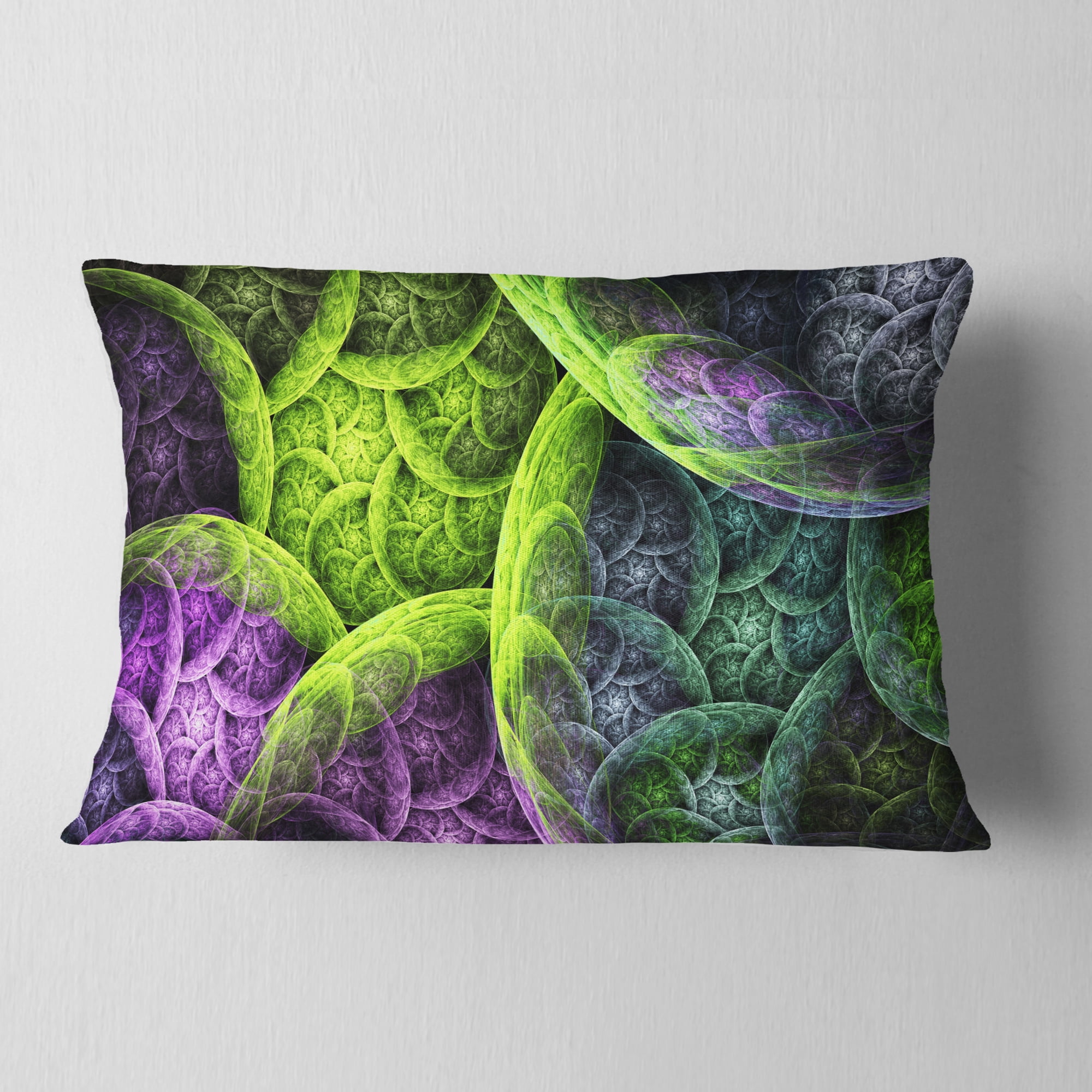 Designart Green Pink Colorful Clouds - Abstract Throw Pillow - 12x20