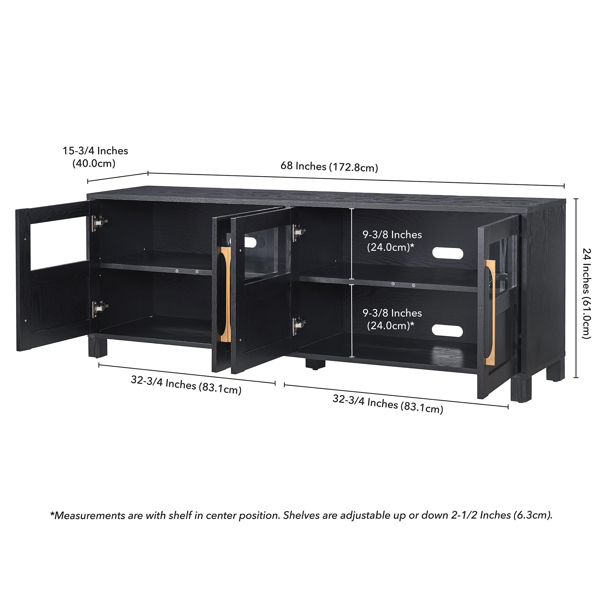 Evelyn&Zoe Holbrook Rectangular TV Stand for TV's up to 75", Black Grain