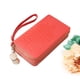thumbnail image 5 of Carteras portátiles de cuero sintético con cremallera larga y monedero de charol (rojo sandía), 5 of 6