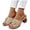 Khaki, variant on Womens Orthopedic Platform High Heels Sandals Bohemian Flower Peep Toe Chunky High Heels Dress Slip on Shoes