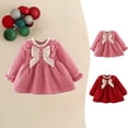 thumbnail image 7 of Zwiiyzr 8M-4T Infant Baby Girls Corduroy Tutu Dress Kids Long Sleeve Bow Knot Ruffled Dress Toddler Birthday Party A-Line Princess Gown Red, 7 of 7