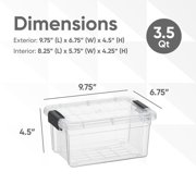 Superio Clear Plastic Storage Bin with Lid,Non-Toxic, BPA Free, Odor Free, Organizer Storage Box, Stackable Plastic Tote for Home, Garage, School, and Office, X-Small, 3.5 Quart