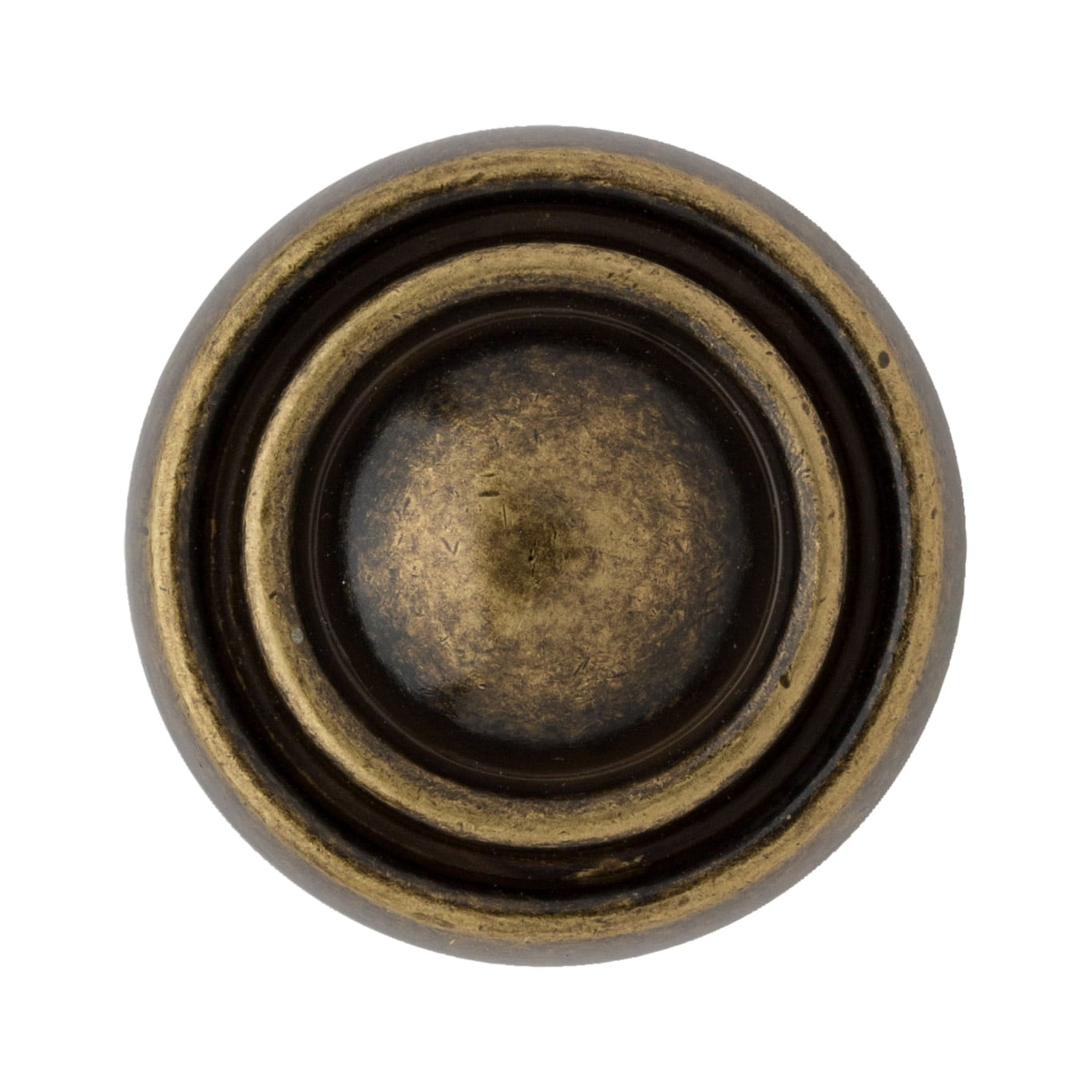 (2 pack) Mainstays 1-3/16" Traditional Cabinet Knob, Antique Brass, 10 Pack