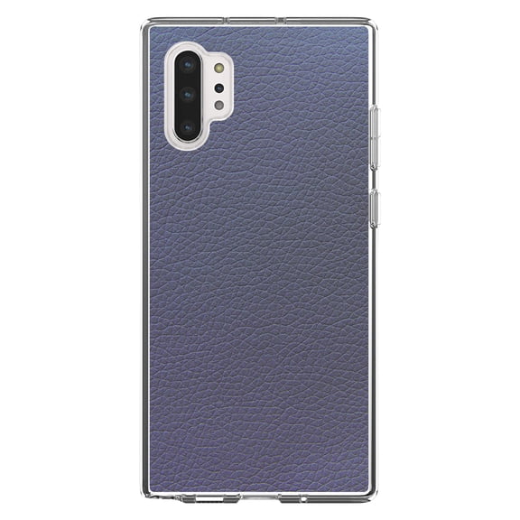 DistinctInk Clear Shockproof Hybrid Case for Galaxy Note 10 PLUS (6.8" Screen) - TPU Bumper, Acrylic Back, Tempered Glass Screen Protector - Dark Grey Faux Leather Print Design - Printed Leather