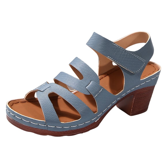 HSMQHJWE Sandales d'Été pour Femmes Talon Épais Ajourées Bout Ouvert Chaussures pour Femmes Talon Moyen et Haut Sandales Décontractées à la Mode