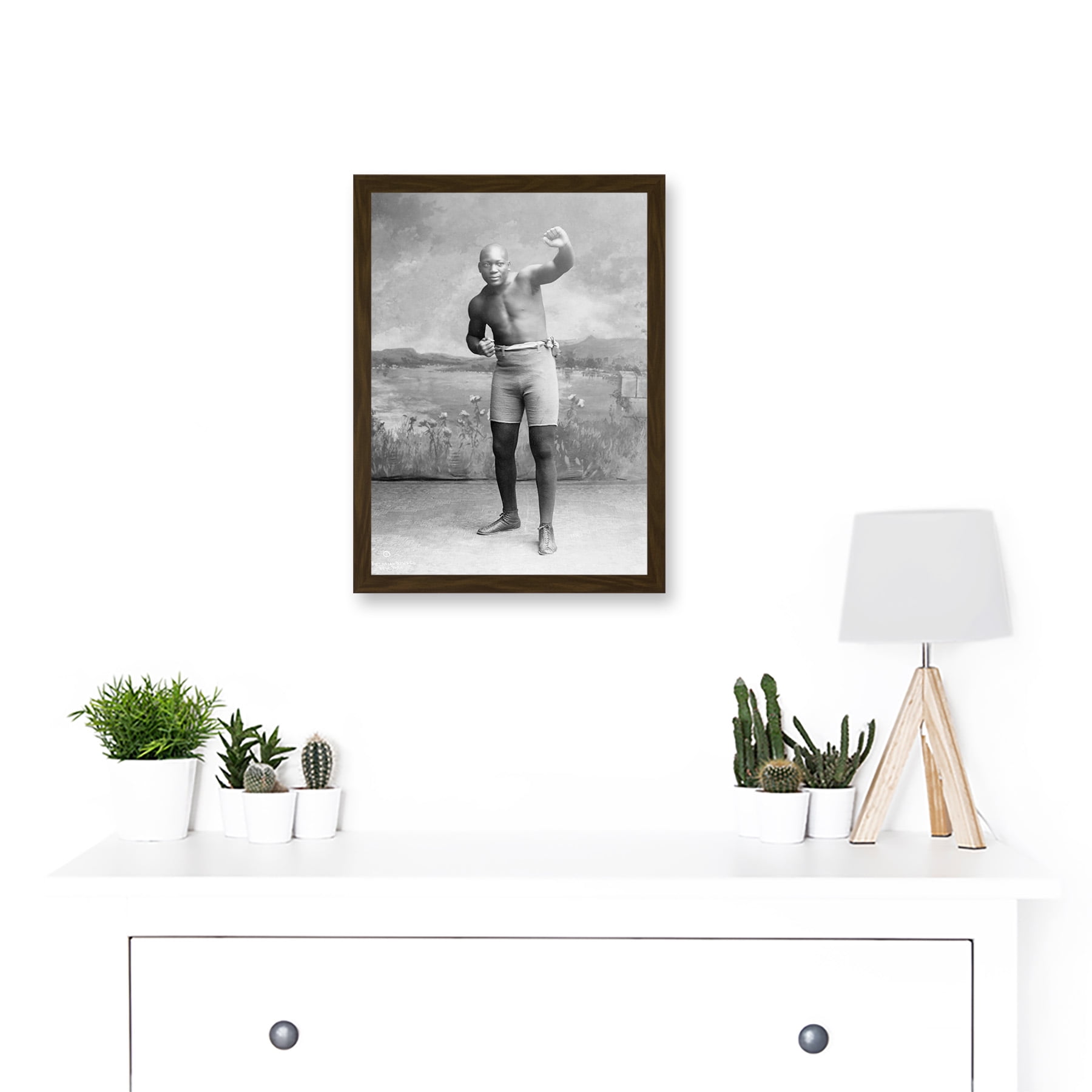 Stampa D'Arte Vintage Con Cornice, Foto Pugile Jack Johnson, Quadro Per Parete 33x45.5 Cm, Cornice Nera