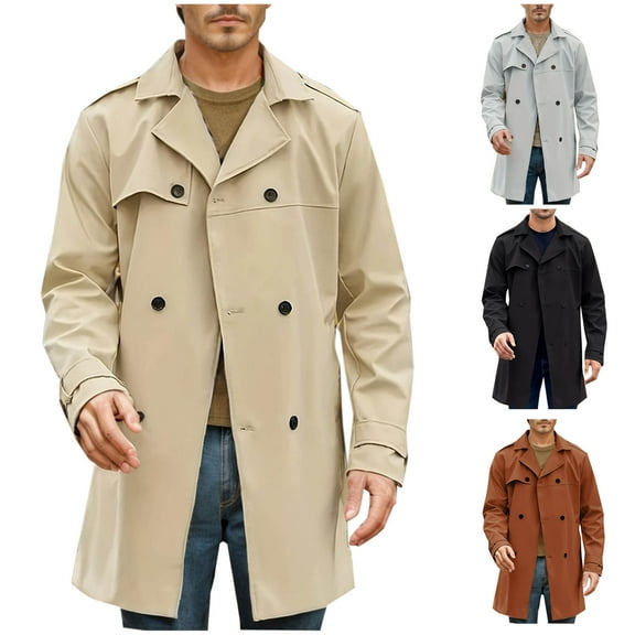 Brondbend Fall Mens Jacket Mens Coats Lapel Long Sleeved Pocket Button Outerwear Solid Color Comfy Stylish Jacket Loose Fit Anniversary Tops Black