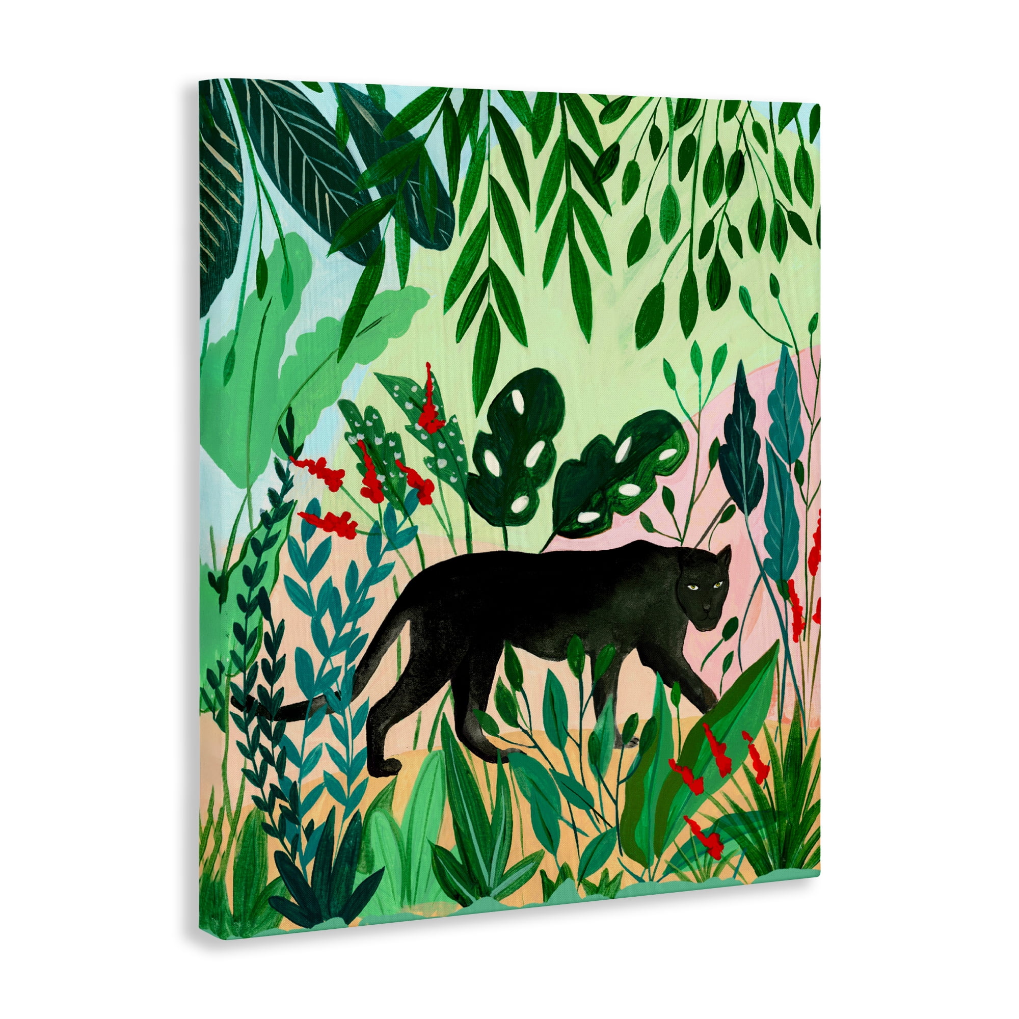 Stoic Panther Tropical Forest Canvas Wall Art, design by Nabeela Rumi