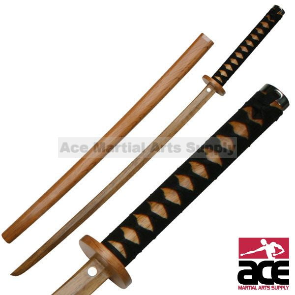 Samurai Wooden Training Sword 40 Wood Bokken Bokken With Scabbard Cord Wrapped Handle Made From Red Oak Walmart Com