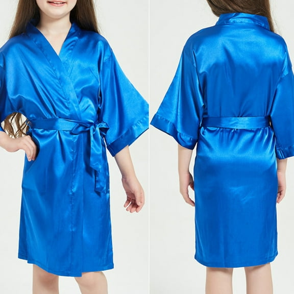 Letdown for Wedding Birthday Party Spa Short Silky Robes Christmas Party Satin Robes Sleepwear Bathrobe Loungewear 5-14Y