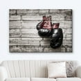 thumbnail image 2 of wall26 Canvas Print Wall Art Wood Panel Effect Brick Wall Retro Vintage Boxing Gloves Sports Fitness Photography Realism Decorative Scenic Multicolor for Living Room, Bedroom, Office - 24x36, 2 of 5