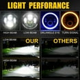 thumbnail image 2 of 7 inch Car Motorcycle Headlight, LED Headlight with DRL/Turn Signal/Low Beam/, Red Angle Eyes, for Wrangler JK TJ LJ CJ H2 Chevy Ford Truck SUV, 2 of 7