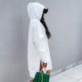 thumbnail image 6 of JGGSPWM Knee Length Full Zip Hoodie High Collar Casual Drawstring Pullover Mid-length Side Split Asymmetrical Lightweight Sweatshirt Hoody Solid Jacket with Pocket White XL, 6 of 9