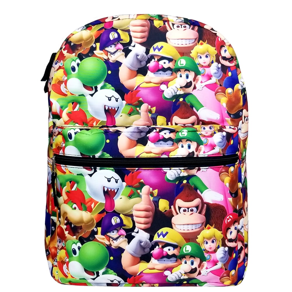 Super Mario Backpack Crossbody Bag Pencil Case Kids Boys Schoolbag Purse Set Lot 