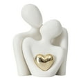 thumbnail image 2 of wtgtog Golden Heart Abstract Ceramic Ornaments, Couple Cuddle Design Male Female Figures, Decorative Statue for Home, Bookshelf Desk Coffee Table Decor, Valentine's Day Gift, Love Emblem, 2 of 6