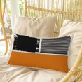 thumbnail image 4 of Orange Black Pillow Covers, Linen Long Throw Pillow Case, Farmhouse Striped Modern Abstract Art Holiday Pillow Protector Decorative Cushion Cover for Living Room/Bedroom 20" x 30", 4 of 8
