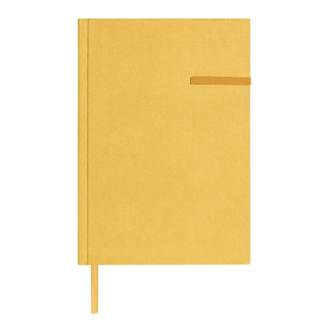 Libreta de poliéster con 80 hojas, pasta rígida y cubierta suave al tacto amarillo 14.6 x 21