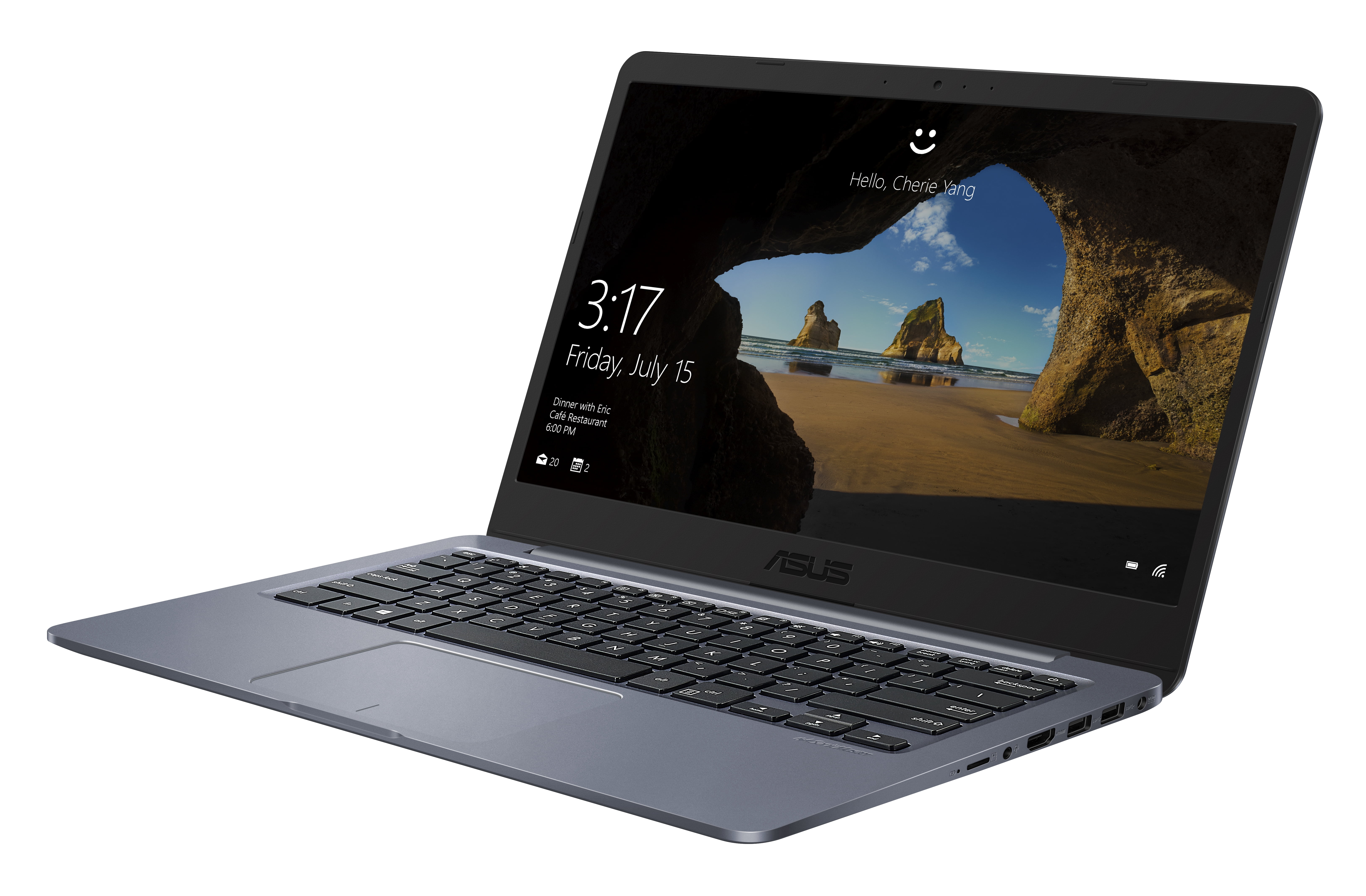ASUS Laptop E14, 14" HD, Intel Celeron N3350 Processor, 4GB RAM, 64GB eMMC Storage, Star Gray, Windows 10 in S Mode with Microsoft 365 Personal 1-year included, L406NA-WH02