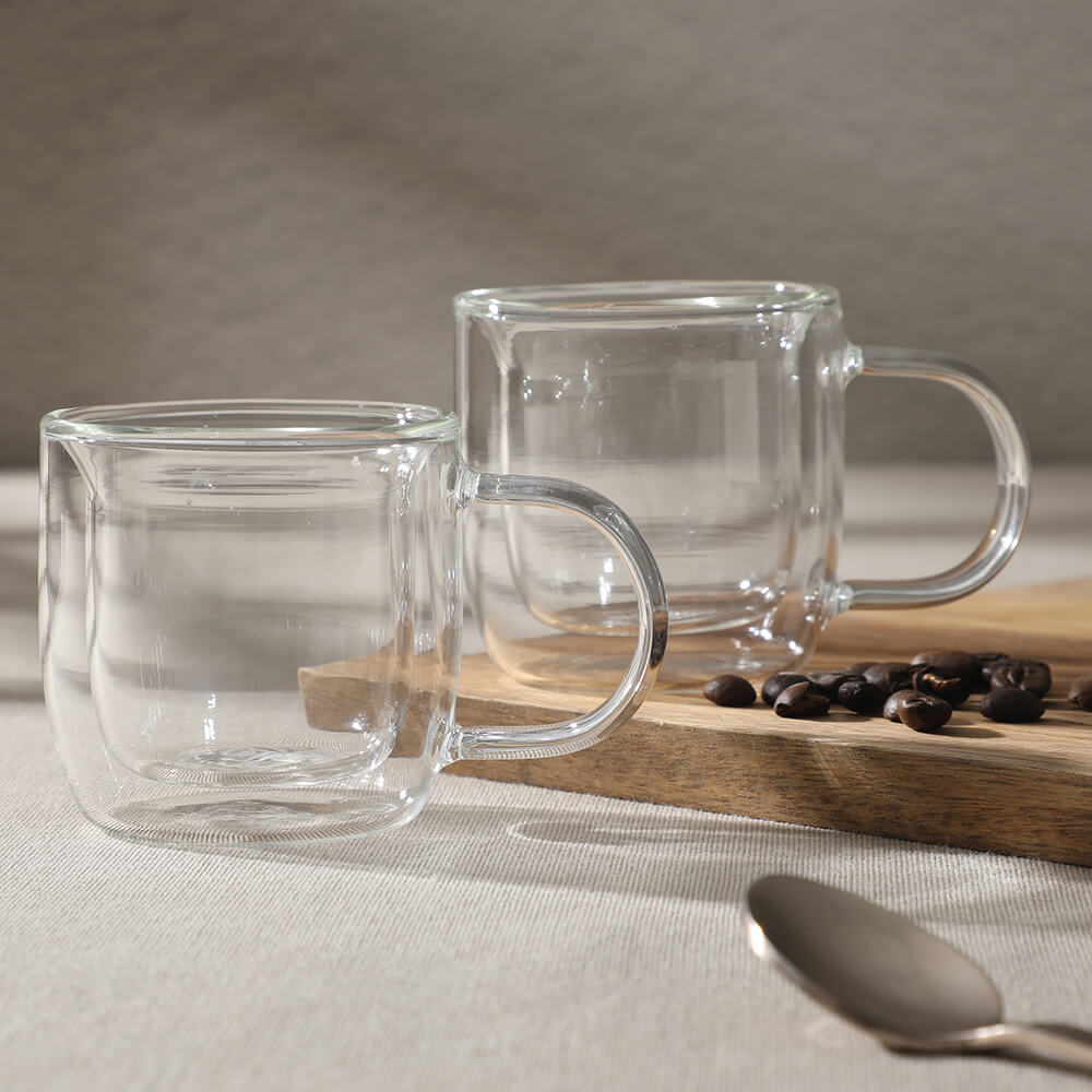 Mr. Coffee Salon Espresso 3 OZ Double Wall Insulated Glasses Mugs (Set of 2)