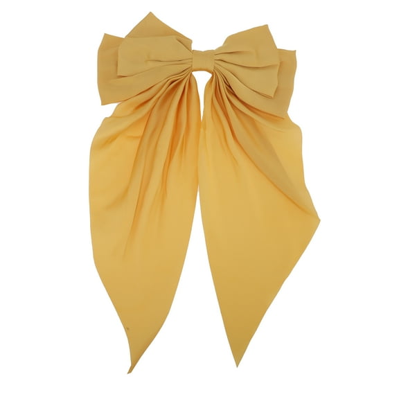 Unique Bargains 1 Pc Bow Ribbon French Barrette Hair Clips for Home Bright Yellow